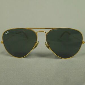 Vintage Ray-Ban Aviator Sunglasses Gold Frame Black Lens 58[]14 B&L USA L0205